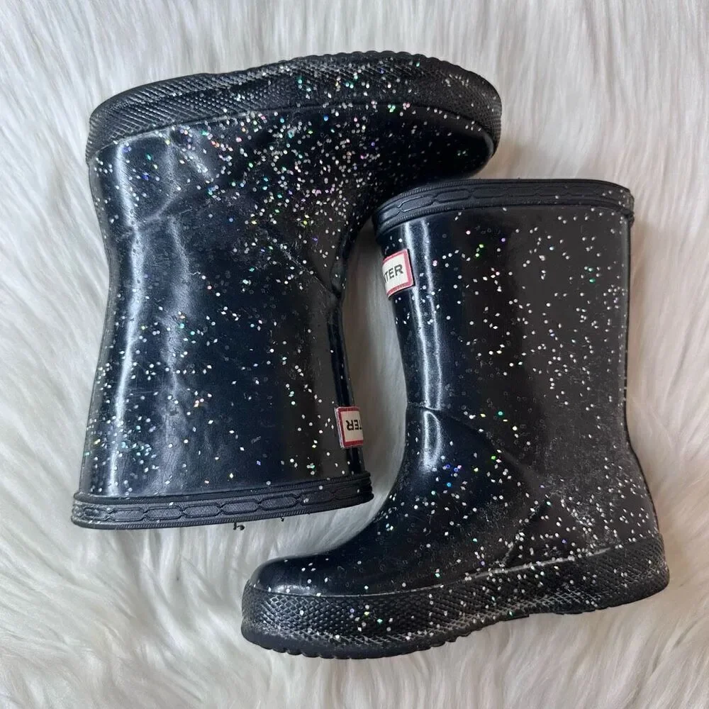 Hunter Kids First Giant Glitter Rain Boots Size UK 5 US 6B/7G